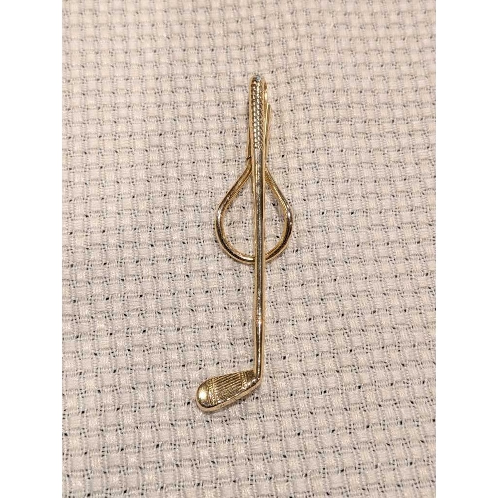 Gold Tone‎ Golf Club Tie Clip Bar Mens Fashion Accessory Holder